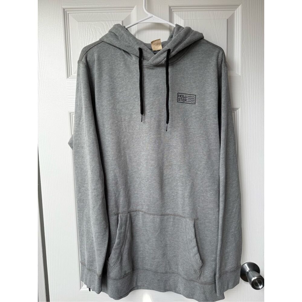 Hollister Hooded Sweatshirt Medium Men's Gray Basic Side Zip
